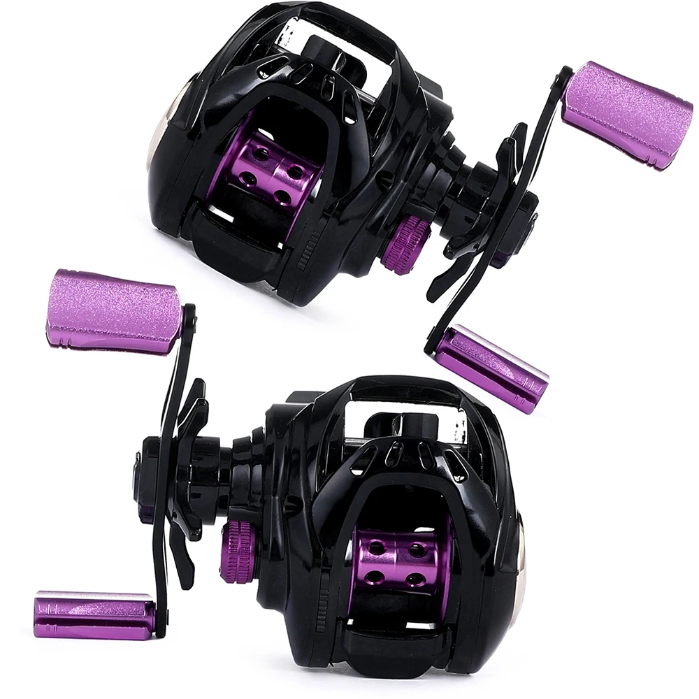 Carrete de pesca Baitcasting, arrastre máximo de 8kg, relación de engranaje de alta velocidad 7,3: 1, sistema de freno magnético para agua salada, pesca de carpa ultraligera - imagen 2