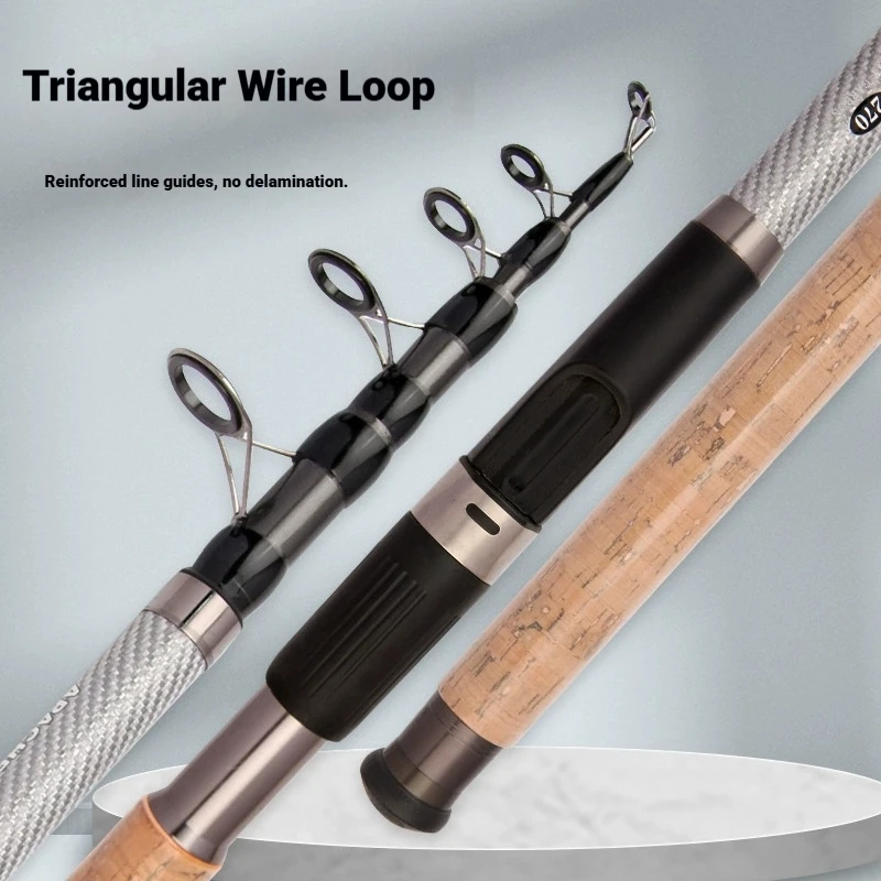 Caña de mar de carbono con mango de madera de imitación, anillo guía triangular de 2,1-3,6 m, caña de pescar de ajuste duro, equipo de pesca - imagen 4