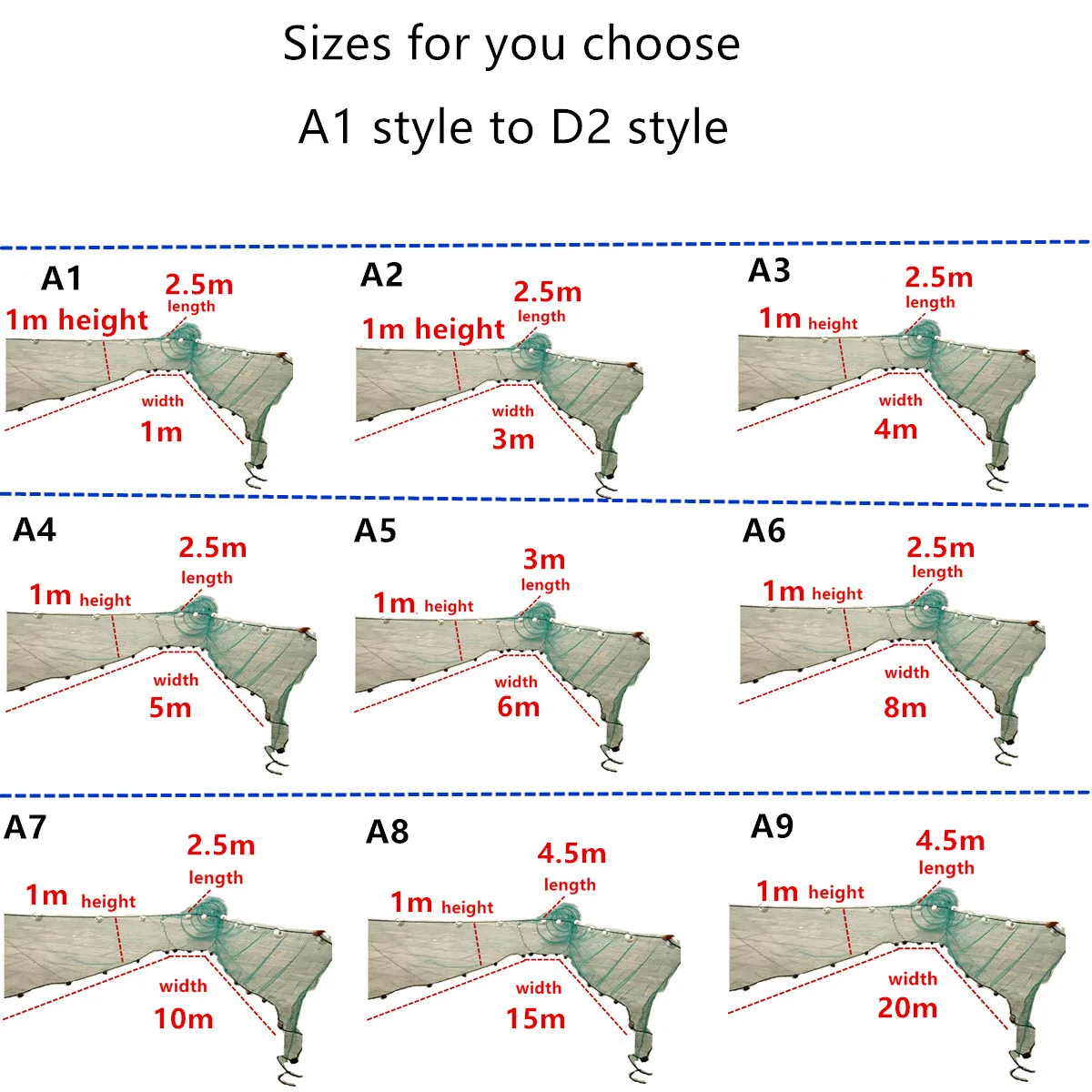 POUI COME DREAM Trampa para peces Sena Red Mutifilament Nylon Trawl Red para peces Olla de Pesca Jaula para camarones Tirar Pesca Trammel Rede Pesca - imagen 3