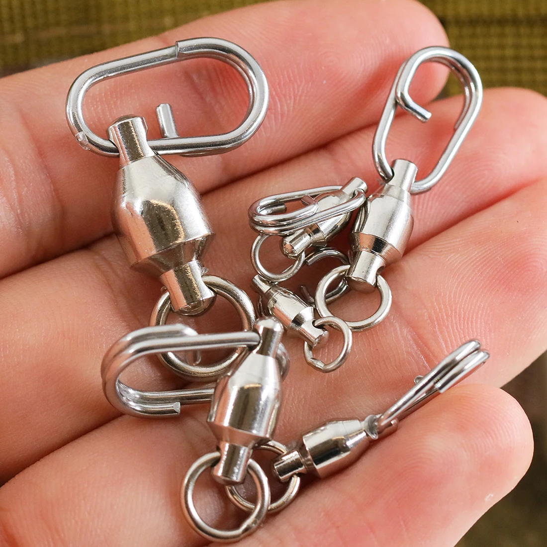 FishTrip 25 piezas de pesca giratoria con rodamiento de bolas giratorio de calamar Clip giratorio de agua salada con mosquetón de acero inoxidable - imagen 5