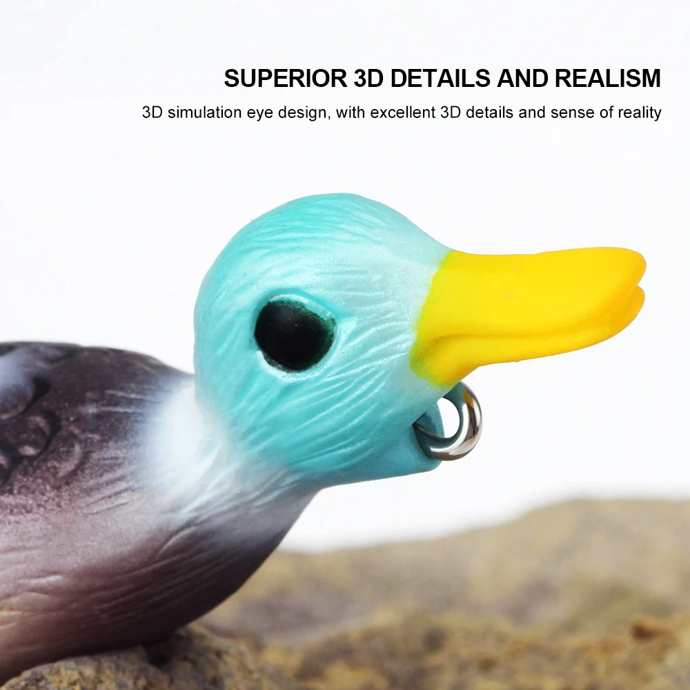 NGB 11,7g señuelo de pesca Topwater hélice de pato 9,5 cm ojos 3D cebo Artificial suave con Wobblers de doble gancho para curricán - imagen 5
