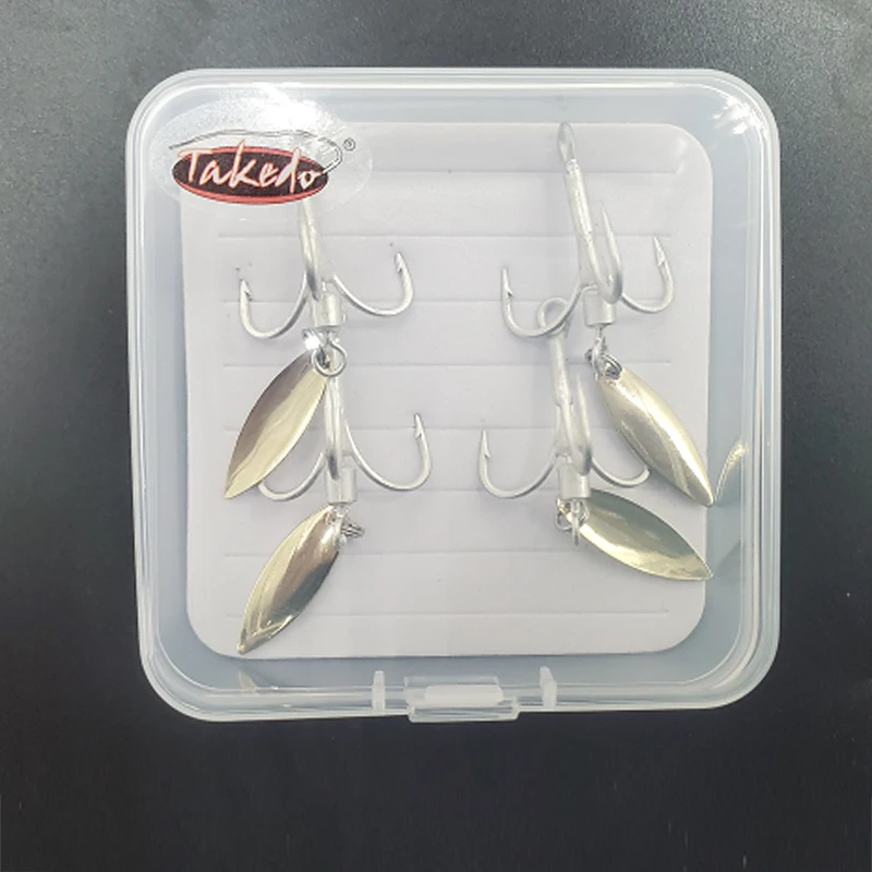TAKEDO-Anzuelo triple de acero al carbono con cuchara, anzuelo giratorio de ayuda para cebo para pesca, 2 # , 4 # , 6 # , 8 # , 10 # , 4 unidades/caja - imagen 3