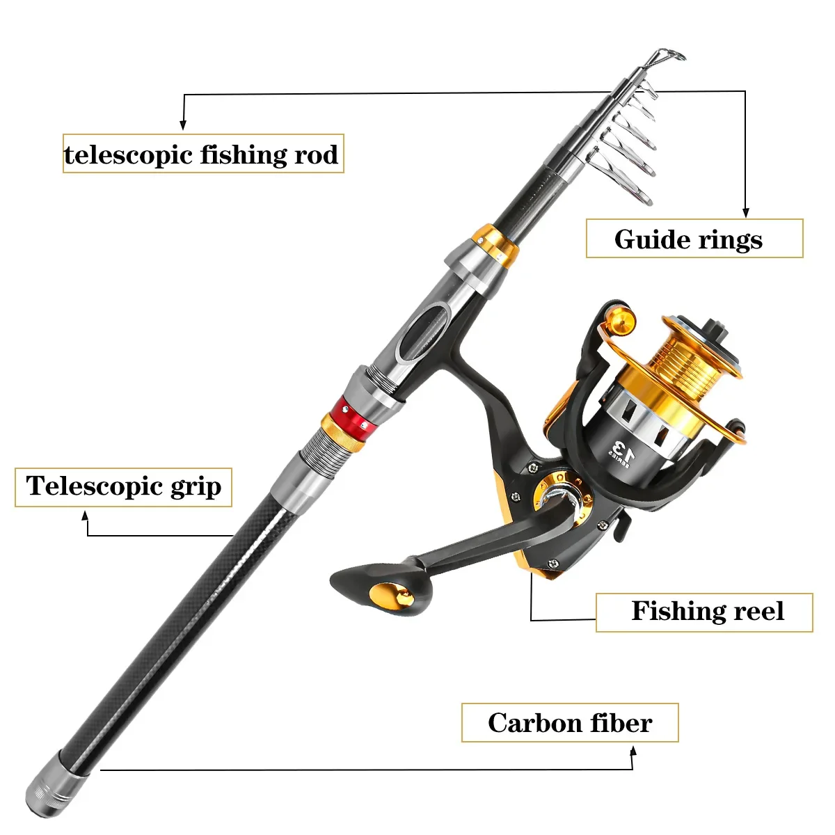 Caña telescópica de carbono Luya – Largos lances para pesca de mar - imagen 3