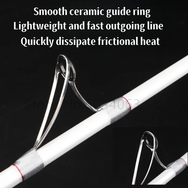 Caña de pescar portátil para balsa de barco, cebo giratorio súper duro, caña de pescar de carbono de 1,8 M, 2,1 M, 2,28 M, caña de pescar de remolque - imagen 2