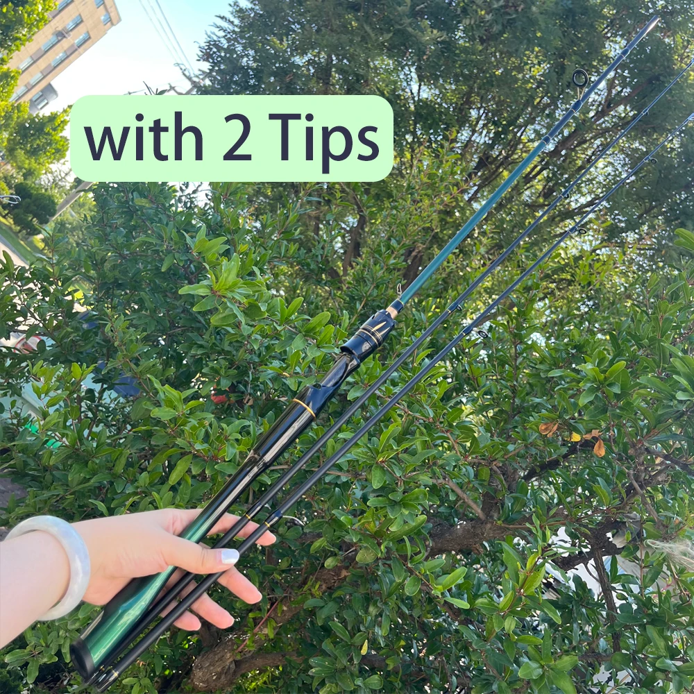 ROLLFISH M/MH Power 2 puntas de fibra de carbono diseño de caña de pescar giratoria para pesca en agua dulce/salada + hilo de pescar de 100m - imagen 4