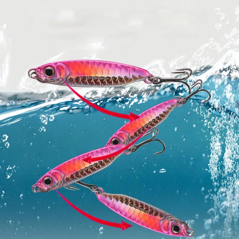 1 Uds plantilla de Metal 7g10g15g20g señuelo cuchara de pesca 6 colores Iscas artificiales plantilla de Metal señuelo rebanada Jigbait cuchara anzuelo triple Jigging - imagen 3