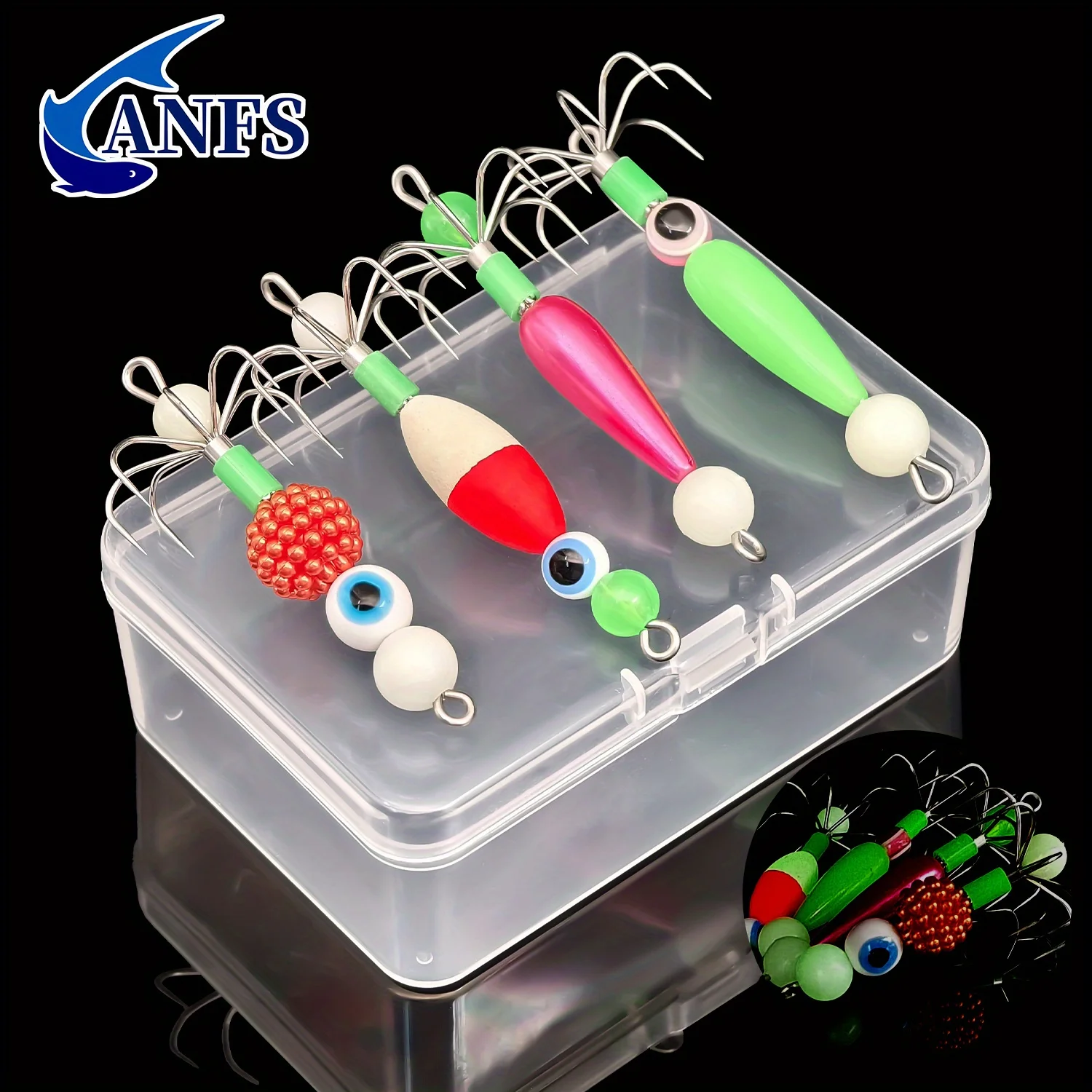 ANFS-Kit de plantilla de calamar y pulpo fluorescente, juego de 2 uds/4 Uds con cebos artificiales luminosos para pesca en agua salada, increíble regalo de pesca - imagen 2