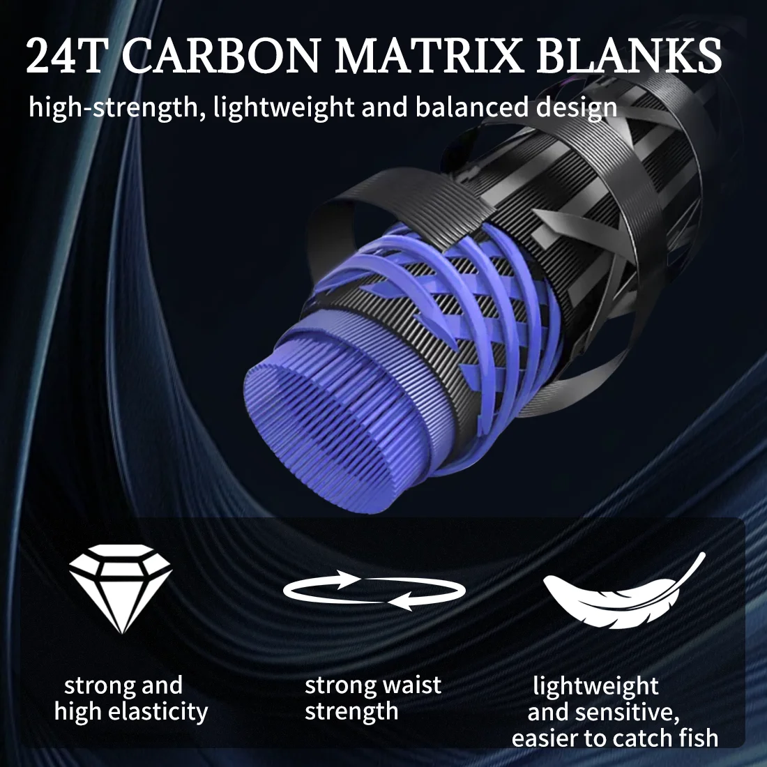 Caña de pescar de calamar ultraligera de 9KM, 2 secciones, 1,98 m/2,28 m/2,5 m, caña giratoria de pesca de pulpo sepia 24T con mango de EVA - imagen 3