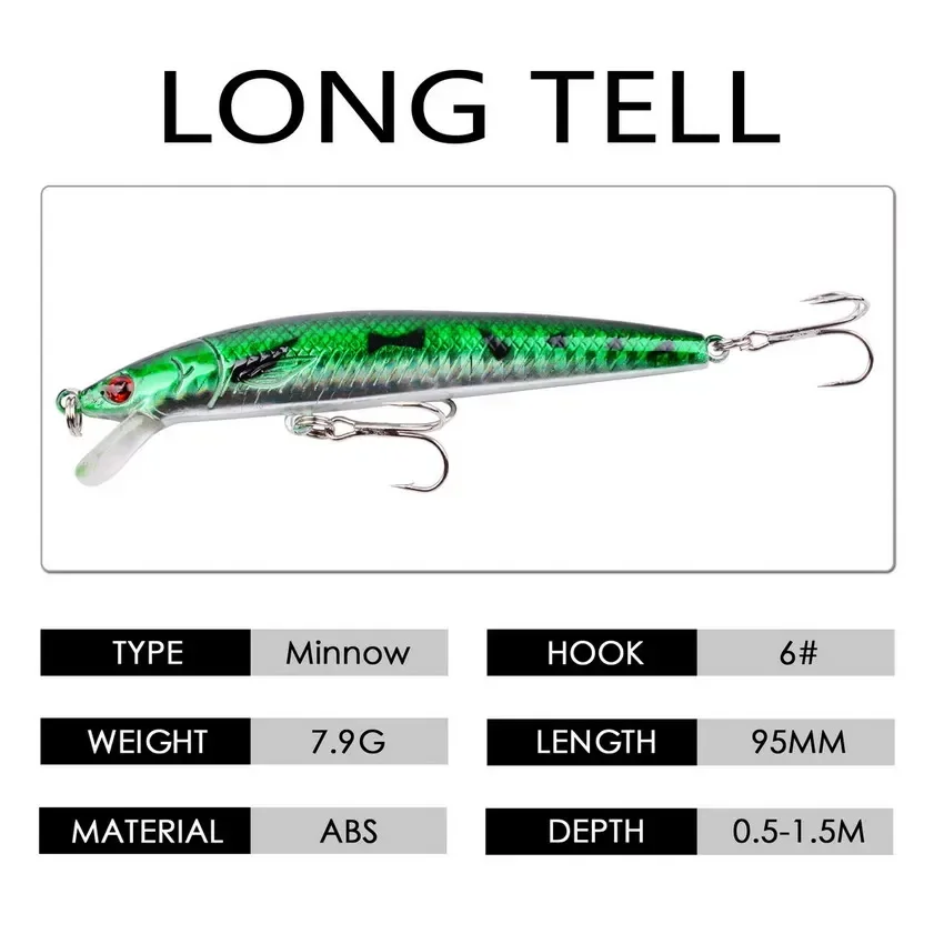16/8Pcs / Set Minnow Mixed Fly Fishing Lure Set Artificial Hard Bait Realistic Bait Carp Fishing Tackle Pesca Wholesale - imagen 4