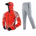 red  gray pants
