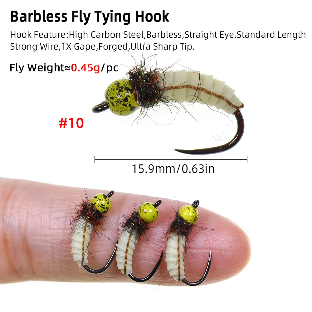 Wifreo Moscas Scud Bug sin púas con cabeza de latón para trucha - imagen 2