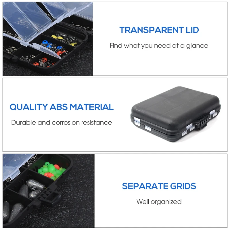 Juego de accesorios de pesca con caja de aparejos, Incluye alicates, anzuelos de plomada, deslizadores de pesas, 263 unids/set - imagen 4