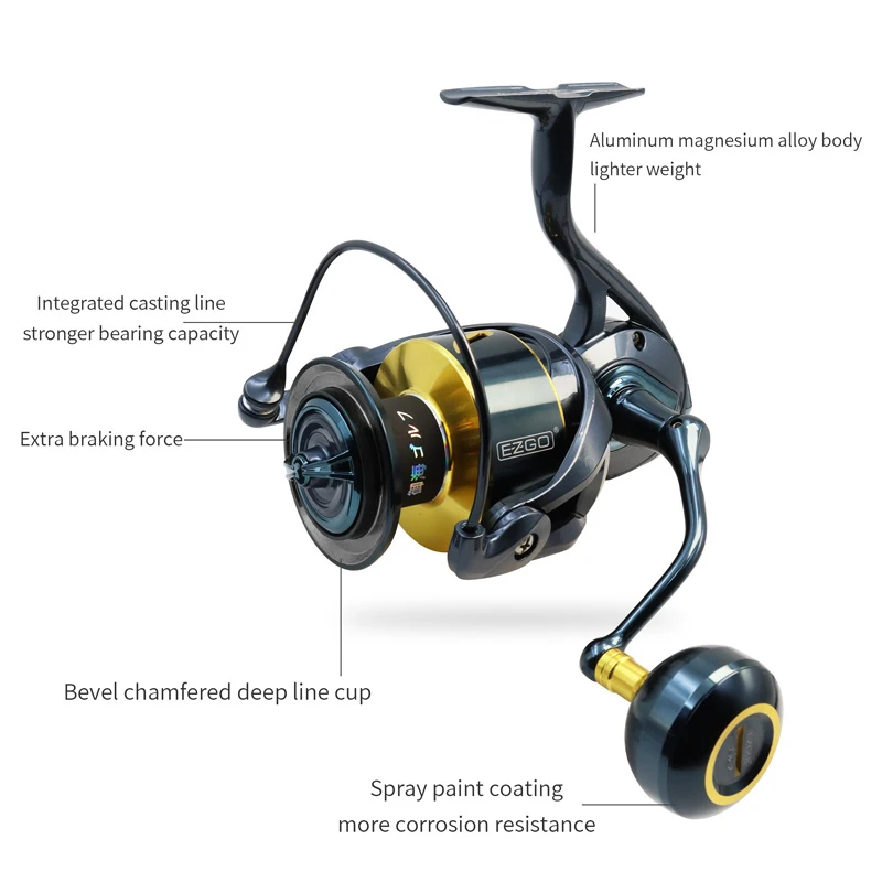 ZYZ-carrete de Pesca de Mar serie EZGO YH, 20-27KG, arrastre máximo 9 + 1, rodamiento de línea inclinada, copa, rueda de pesca giratoria, Metal anticorrosión - imagen 5