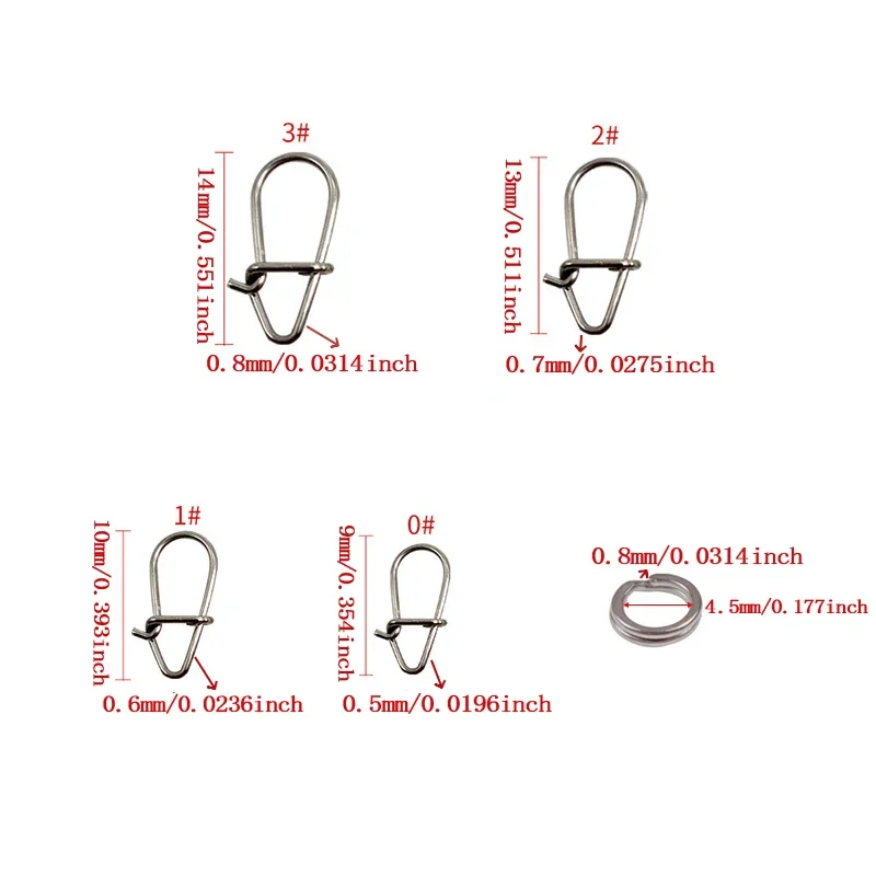 Juego de 200 pines de señuelo, Pin de calabaza mejorado + conector de equipo de pesca de doble círculo aplanado - imagen 4