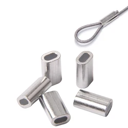 Manguitos de engarce de aluminio, Kit de conectores ovalados de 100 piezas, manguitos de tubo de línea de pesca, herramientas de aparejos de pesca