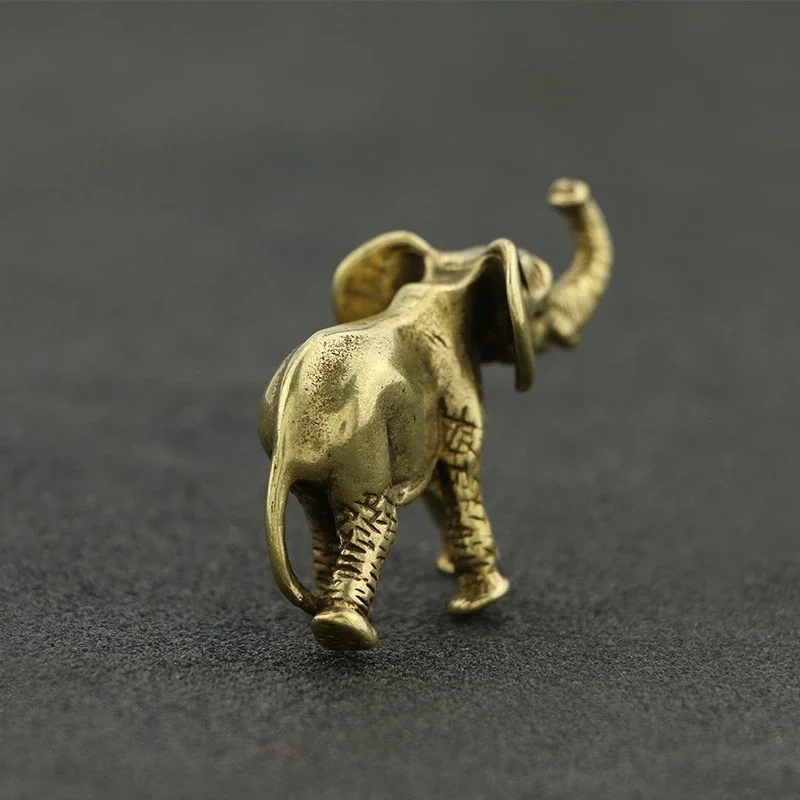Arte del té de oficina, mango tallado en bronce, decoración de animales de escritorio para mascotas, Mini muñeco de elefante de bronce, decoración del hogar - imagen 2