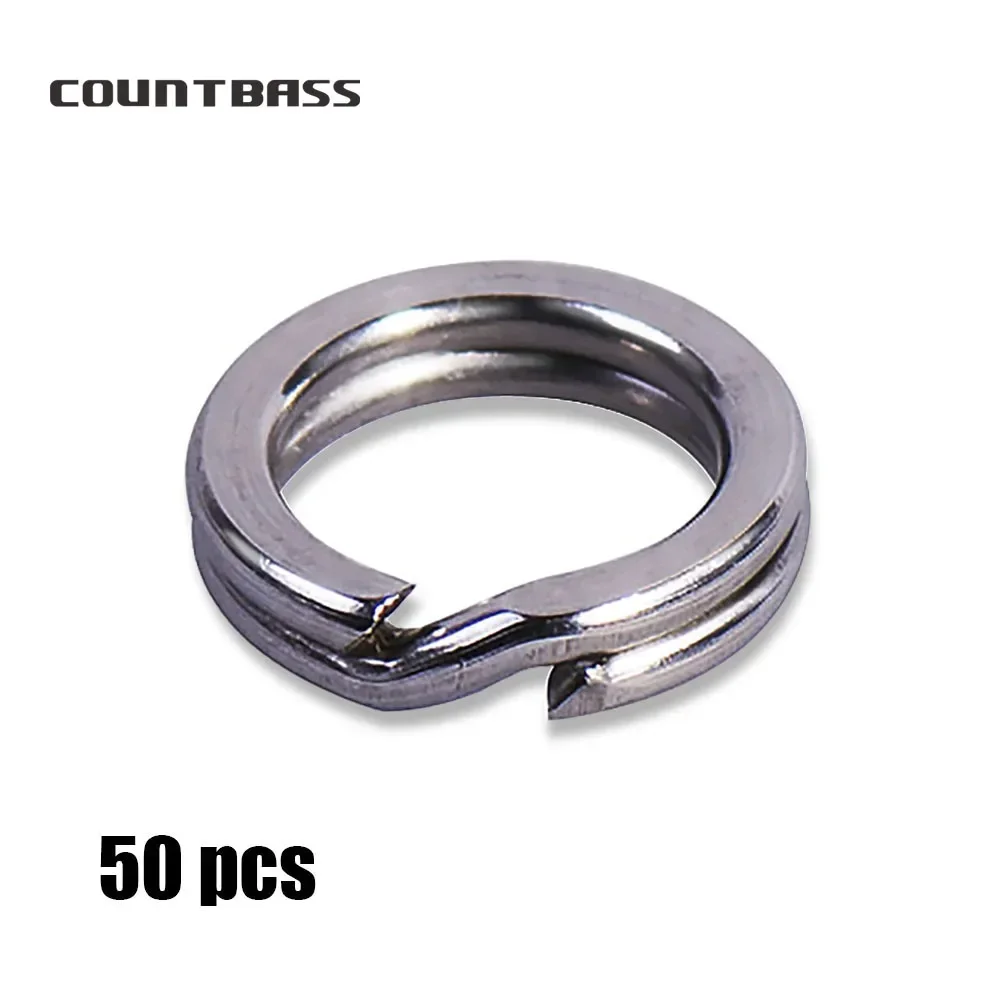 Countbass 50 Uds anillo dividido de acero inoxidable de alta resistencia para cebo duro en blanco, accesorios de pesca, piezas, aparejos artesanales