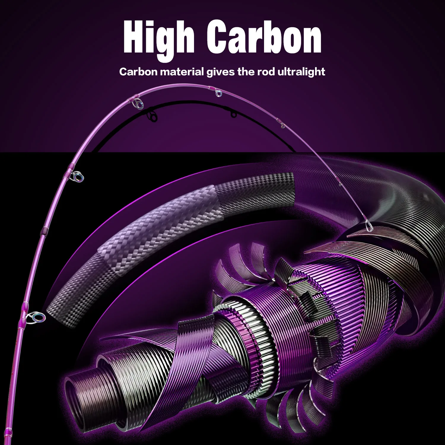Sougayilang-caña de pescar con señuelo de 2 secciones, caña de pescar con percha de carbono, arrastre máximo de 1,8/2,1 m, caña giratoria de 6-12lb, Pesca de agua dulce - imagen 4