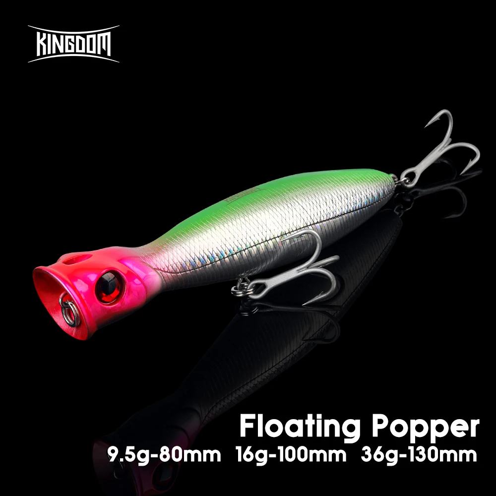 Kingdom Popper Señuelos de pesca 8 cm 10 cm 13 cm agua salada agua dulce Topwater Hard Wobblers señuelo de lubina - imagen 2