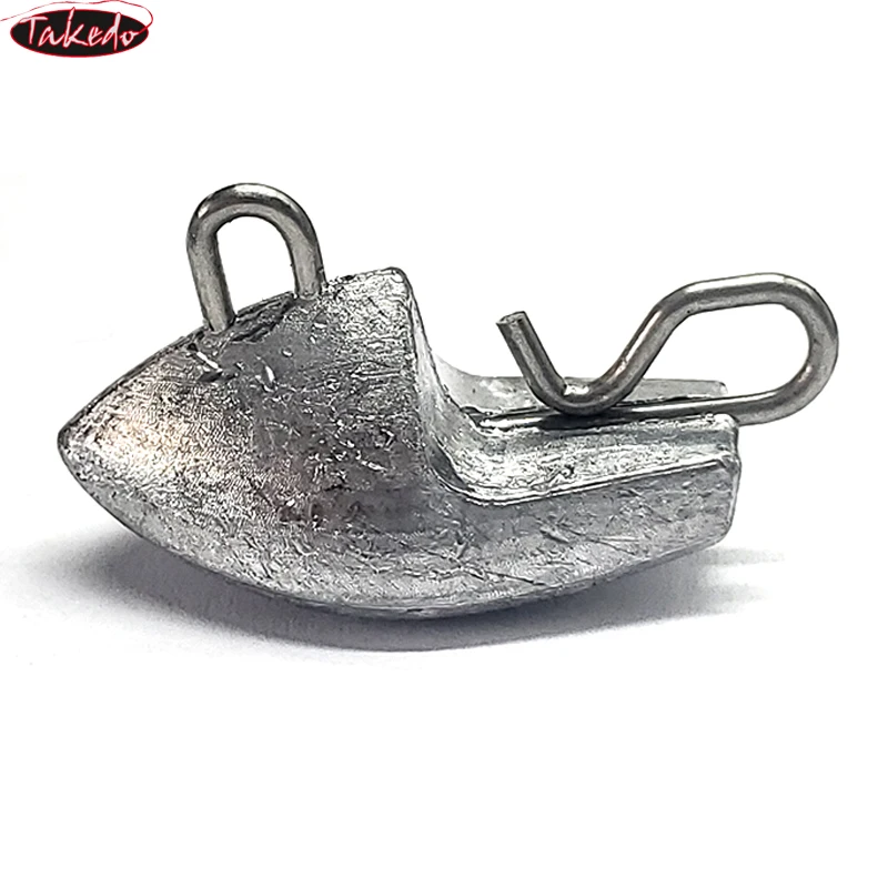 TAKEDO FD05 tipo barco 7g 10g 14g 20g peso de pesca de Metal con anzuelo de gusano tiro de gota accesorios de pesca plomo para pesca - imagen 4