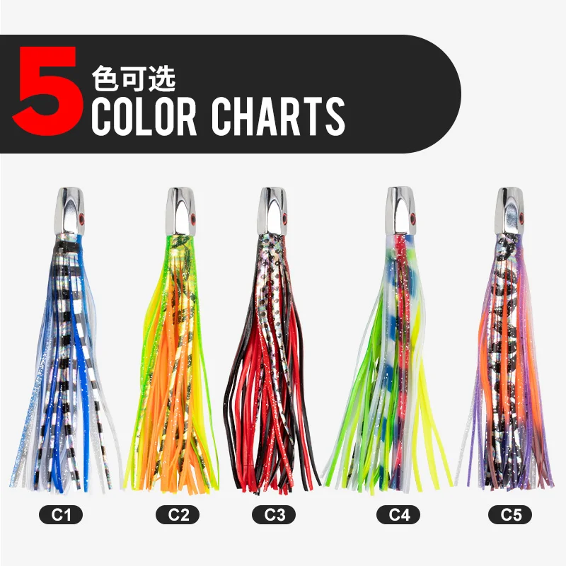 OBSESSION-señuelo de pesca para curricán de atún en agua salada, cebo de pulpo suave, falda de calamar de silicona, juego de cebo UV, 9 pulgadas/23cm, 5 piezas, TR004 - imagen 3