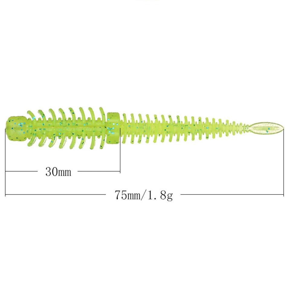 WALK FISH-Cebo Artificial de gusano, 14 piezas, 75MM/1,8G, Tpe, flotante, carpa, perca, Iskatanta - imagen 3