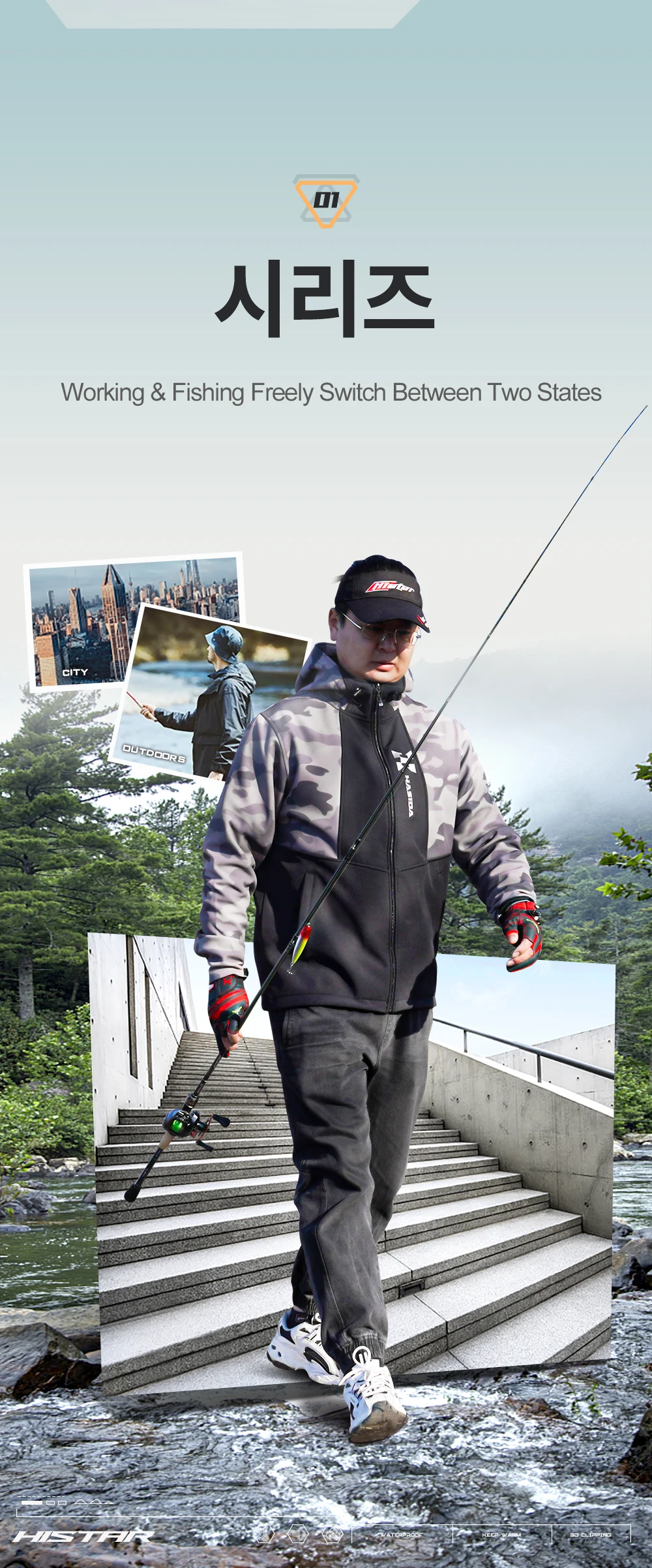 Chaqueta HISTAR en uso exterior con bolsillos visibles