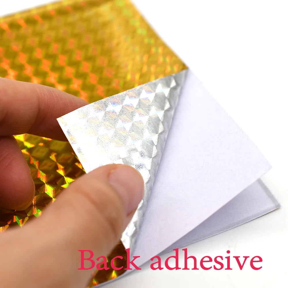 MNFT 6 uds 10*20cm pegatinas de señuelo de pesca cinta adhesiva holográfica para peces aparejos de pesca atado de moscas Material de señuelos DIY - imagen 3