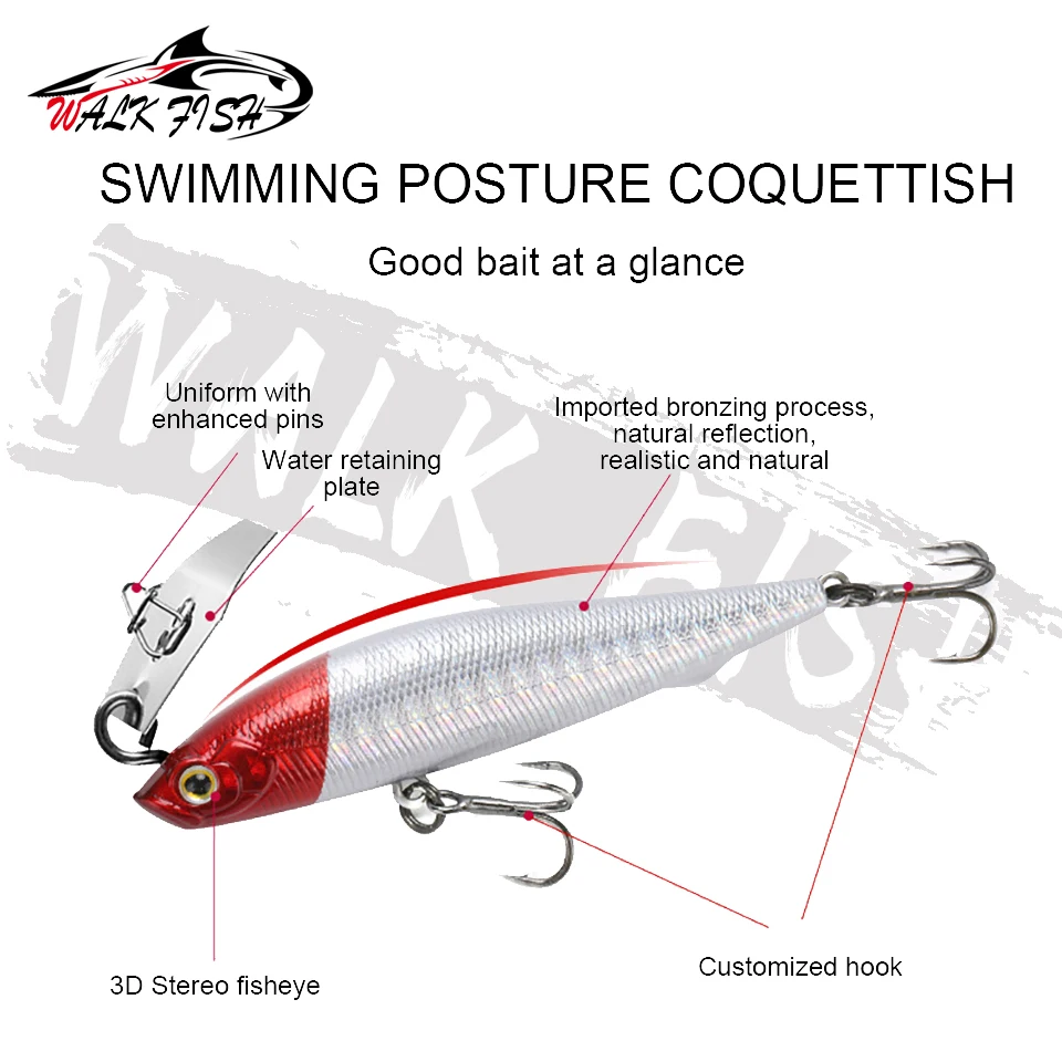 WALK FISH Chatterbait Spinner Bait Blade Jig Dancer, señuelo de plantilla de Metal, 10g, 14g, carpa, lubina, trucha, Wobbler - imagen 4