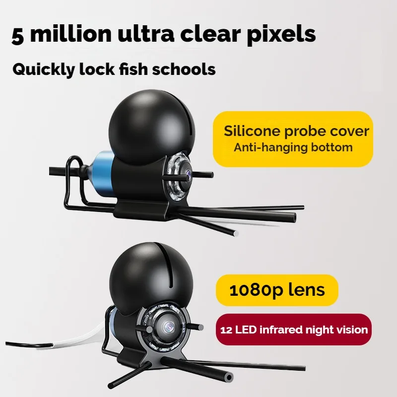 VZb100 % IPX8 Waterproof Fish Finder,Underwater, 220 ° Fishing Camera, 1080P IPS Screen, 9 Hours Endurance Night Vision, 5.0 in - imagen 5