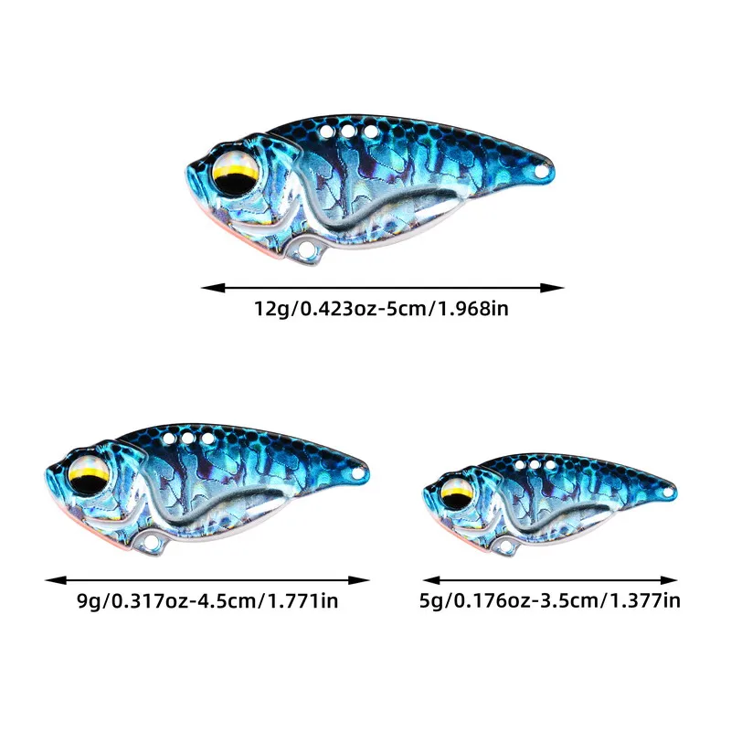 5 unids/caja Metal hundimiento sin labios Crankbait hoja VIB 5g 9g 12g cigarra Wobblers cebos aparejos para lubina perca Señuelos de Pesca - imagen 3