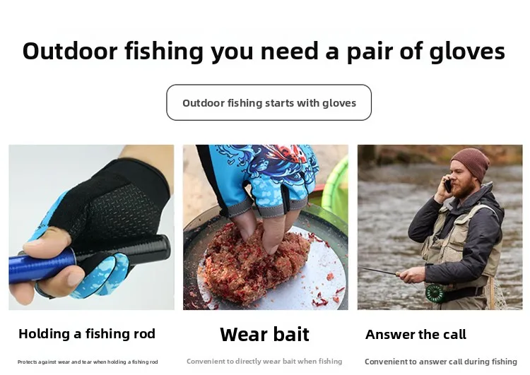 Detalle del agarre antideslizante en la palma de los guantes de pesca
