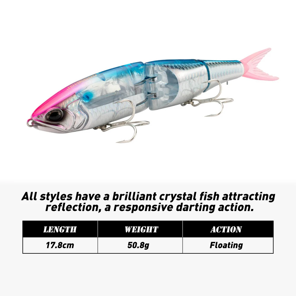 Swimbaits-Señuelos de Pesca con hoja de Flash, 178mm, 50g, cuerpo duro, flotante, articulado, Lucio, cebo de pesca, señuelo de fundición larga para lubina - imagen 2