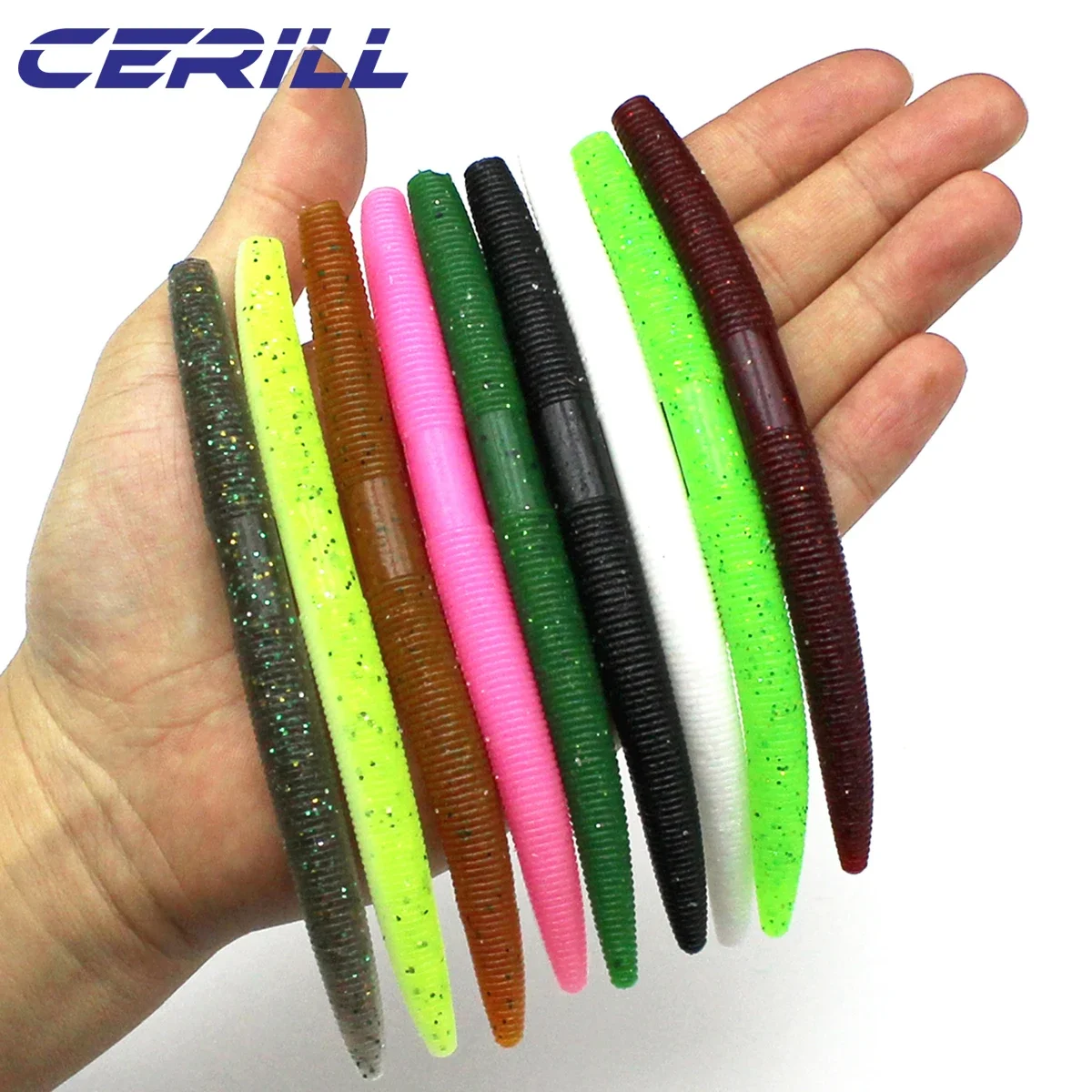 Cerill 6 unids/lote 103mm 7,3g cebo de gusano plástico suave señuelo de pesca biónico aparejo gusano Senko silicona larva palo lombriz Swimbait - imagen 4