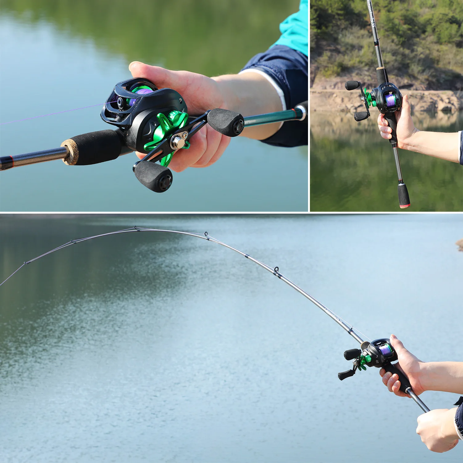 Sougayilang Combo Baitcasting ultraligero – Fibra carbono mango EVA - imagen 5