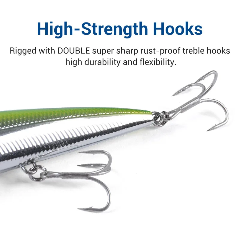 Noeby-señuelo de pesca de pececillo pesado, 110mm, 36g, galvanoplastia que se hunde, Jerkbait, cebo duro Artificial, señuelos de pesca de agua salada - imagen 4