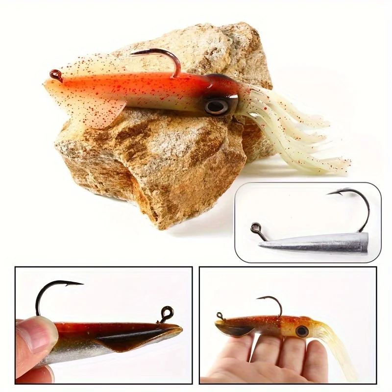 5 Stuks 14Cm 35G Ingebouwde Loden Kophaak Zachte Inktvis Jig Lokken Octopus Inktvis Rok Jigs Aas Lichtgevende Uv Effect Voor Deepsea - imagen 2