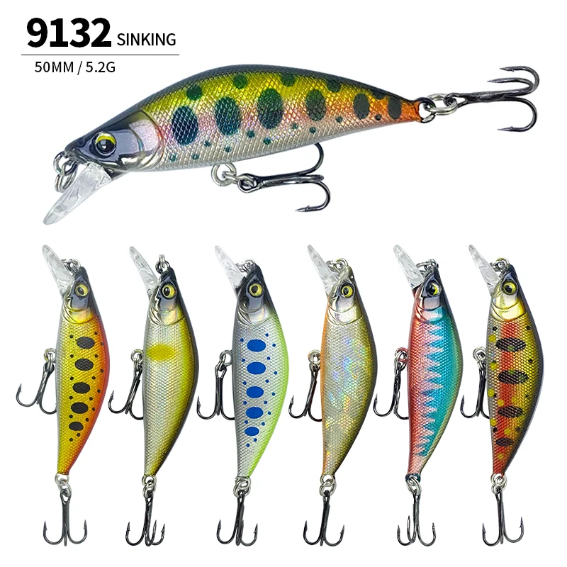 50mm 5,2g Mini señuelo pececillo hundido Pesca con mosca Pesca Wobbler para Lucio trucha agua dulce cebo duro Artificial equipo de Pesca - imagen 5