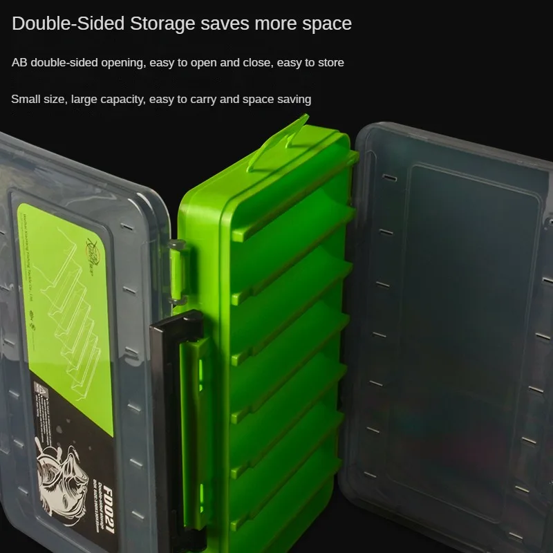 Caja de aparejos de pesca, caja de cebo de cierre de apertura de doble cara, gancho multifuncional, estuche de almacenamiento de señuelos, caja de accesorios de cebo - imagen 3
