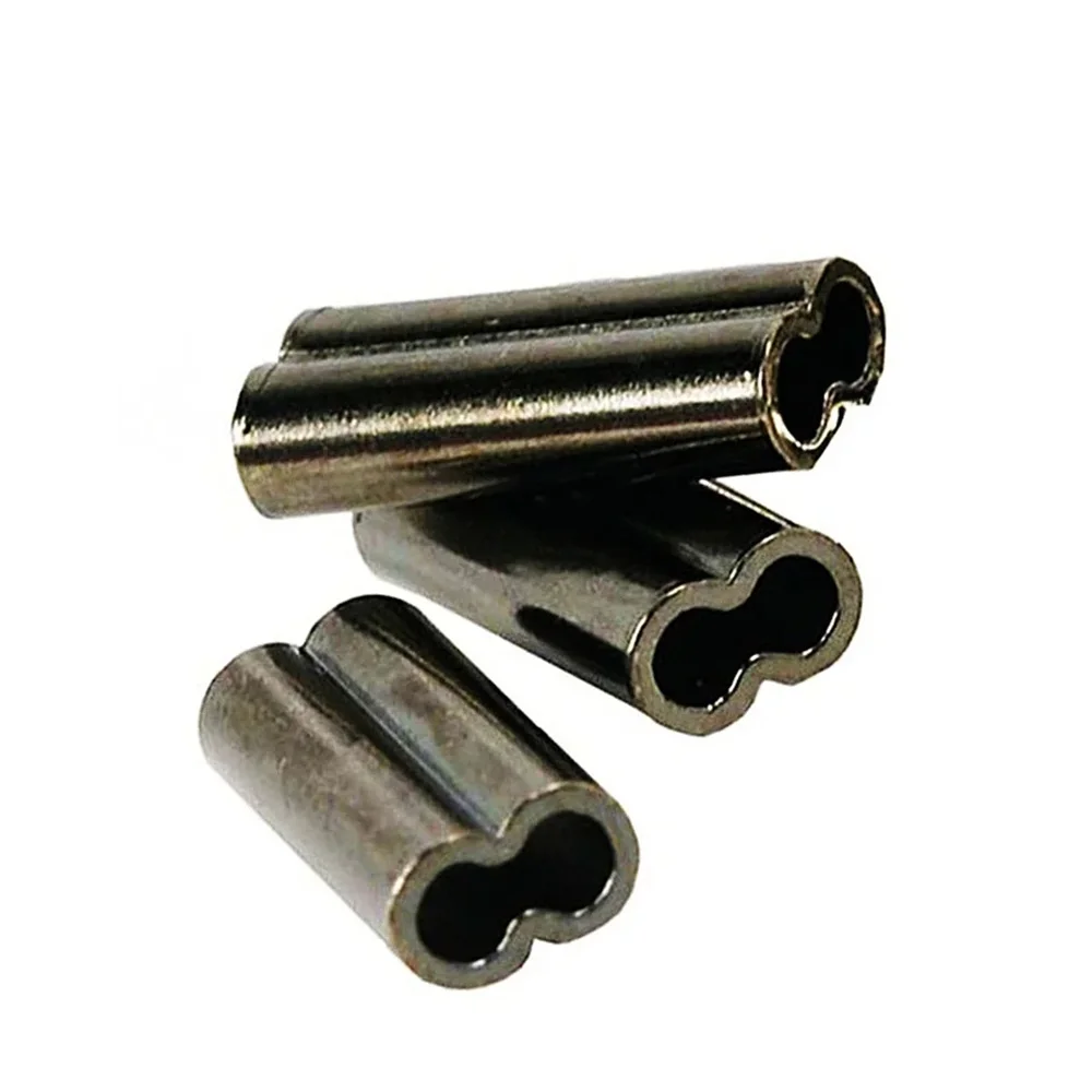 100 Uds. Conector de prensado de alambre líder de tubo de manga de barril doble de latón accesorios de anzuelo de Pesca de carpa Pesca - imagen 3