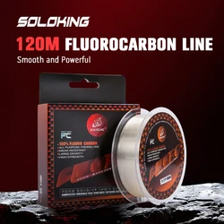 SOLOKING-sedal de pesca de nailon con revestimiento de fluorocarbono, línea líder para carpa, lubina, trucha, línea eléctrica resistente al desgaste, 120M