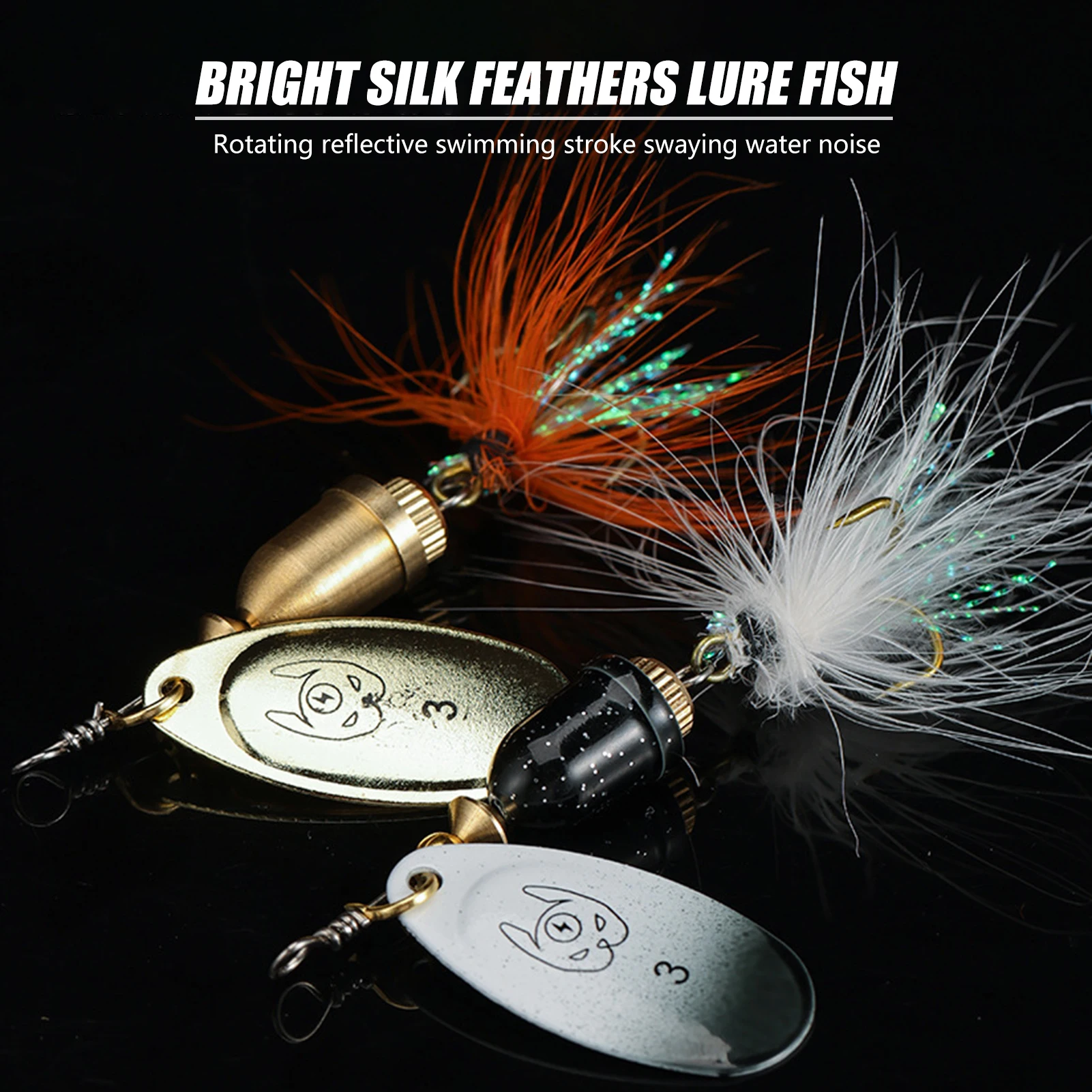 Señuelos de pesca giratorios con purpurina, cebo Artificial simulado para agua dulce y salada, lanzamiento lejano, cebos de pesca con purpurina de Metal, 5 uds. - imagen 3