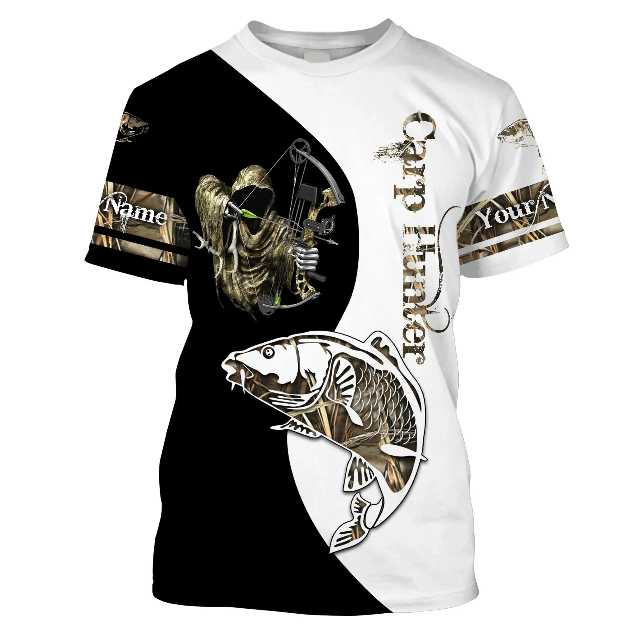 Camiseta pesca carpa personalizable – Estampado 3D bandera americana - imagen 4