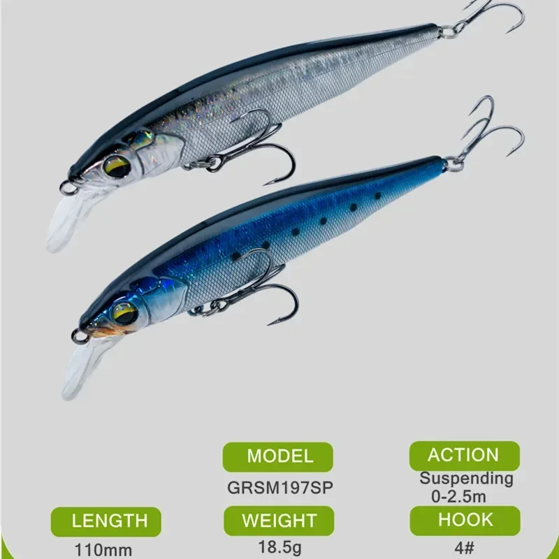 GREENSPIDER-señuelo de pesca suspendido, cebo Artificial Wobbler, duro, suspensión de 110mm, 18,5g, 2 ganchos - imagen 2