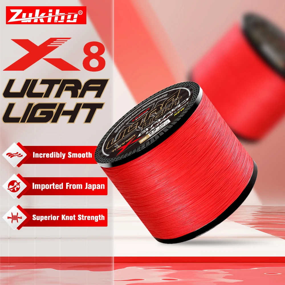 ZUKIBO ULTRA LIGHT Japan Quality Material 8 Strands Colorfast Braided Fishing Line Super Strong Multifilament PE Line SeaWater