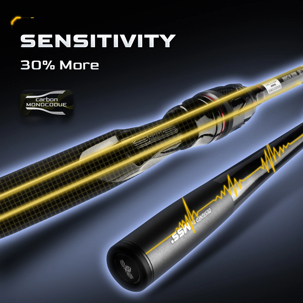 HANDING Magic Shadow Caña de pescar con señuelo de fundición larga, mango Monocoque de carbono completo, acción MF, 2,59 M, giratoria - imagen 3