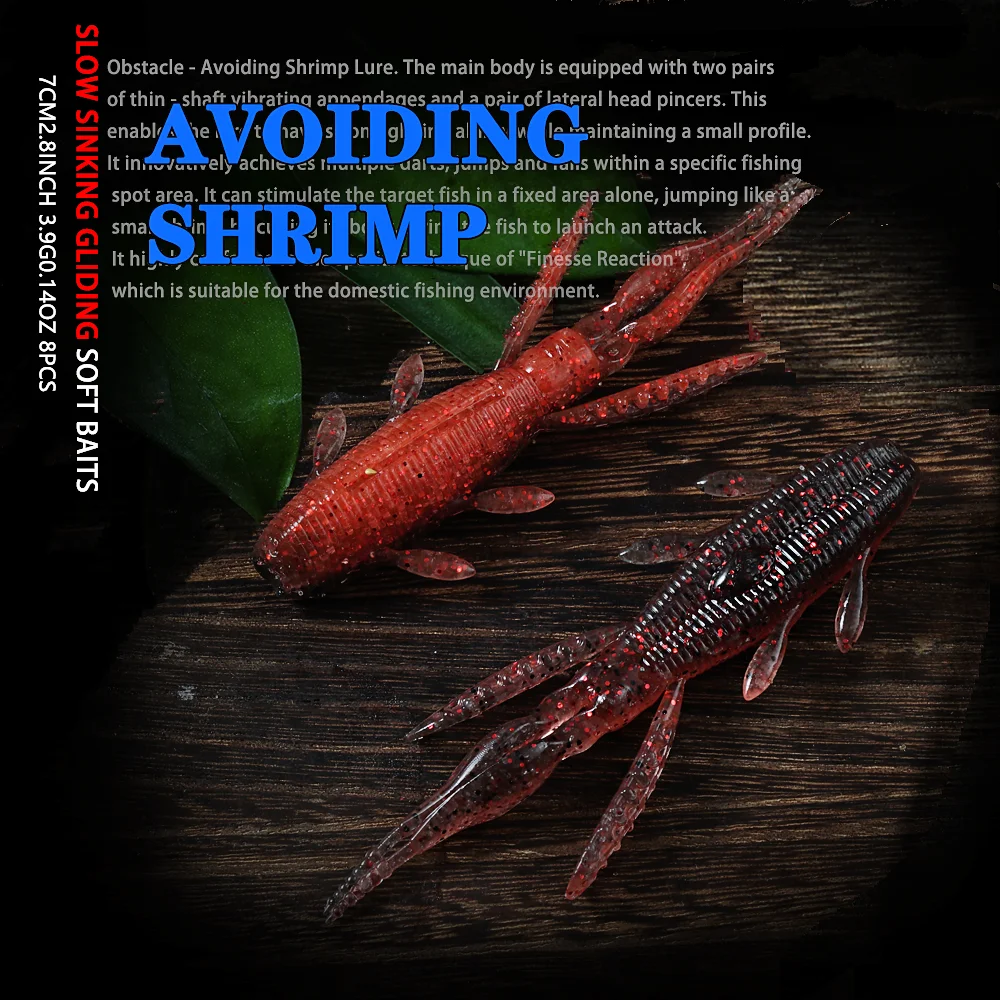 SUNMILE 8 Uds Aviodant Cloves 2,8 pulgadas cebos para gatear oft señuelo Señuelos de Pesca camarones langosta señuelo de plástico suave Señuelos de Pesca - imagen 4