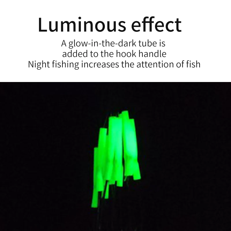 ZYZ anzuelos de pesca de caña larga, línea de carbono atada con tubo luminoso, doble Backstab, anzuelos de pesca Aberdeen, juego de aparejos de pesca en el mar - imagen 4