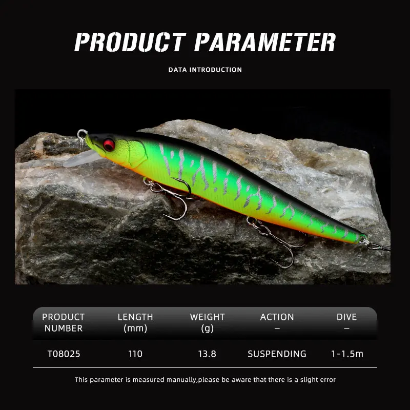 FUNCIONES MAGICES 110mm 13,8g Señuelos de Pesca Minnow Wobbler Bass suministros nuevo suspendido Jerkbait perca cebos duros señuelo cebo Artificial - imagen 3