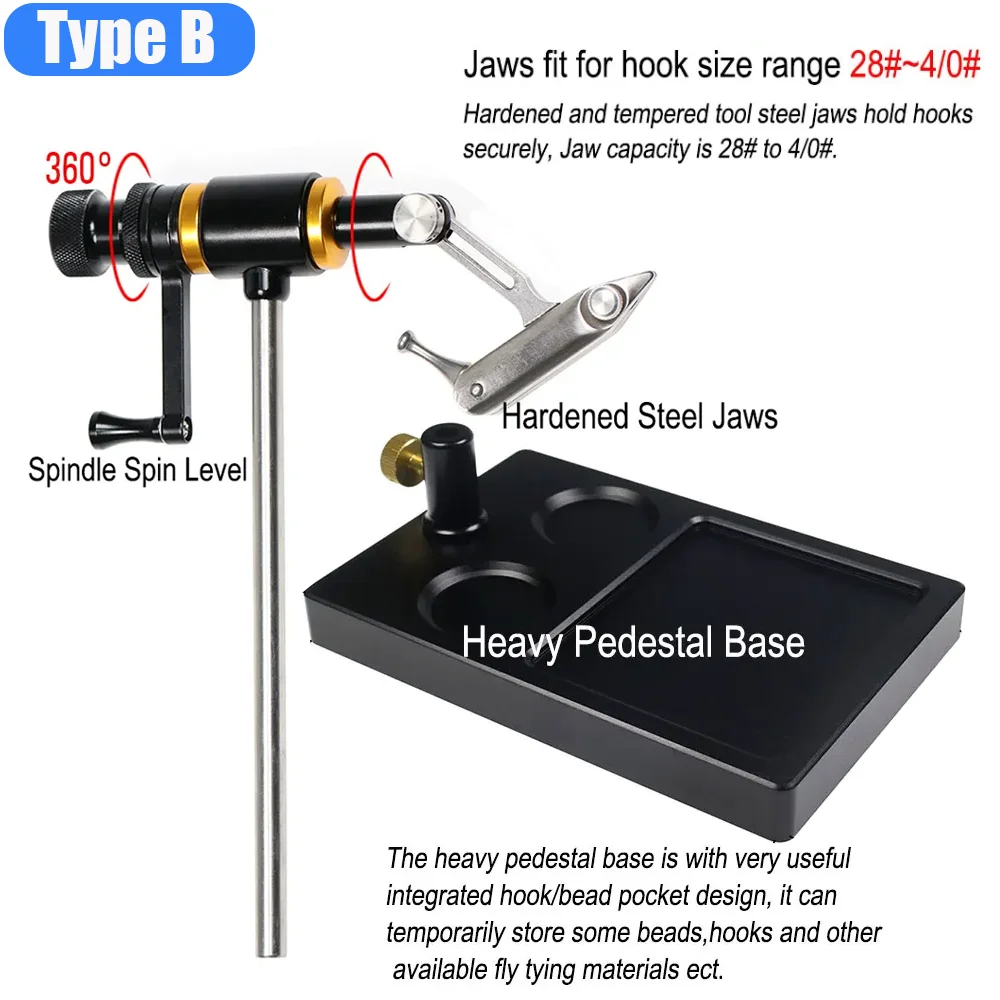 Wifreo 360 °   Tornillo de banco de atado de moscas de pesca con rotación, herramienta para atar moscas, anzuelo de pesca Jigging, herramientas para hacer señuelos - imagen 4